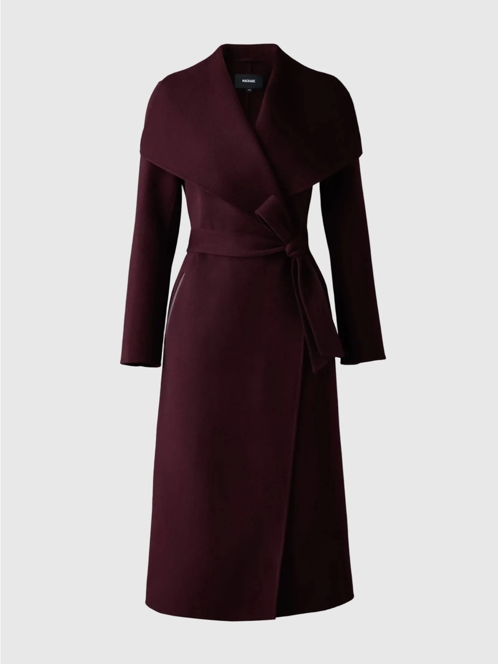 MACKAGE Mai Double-Face Wool Wrap Coat Garnet/Burgundy/Wine - XS Like New